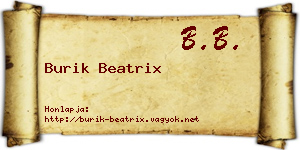 Burik Beatrix névjegykártya